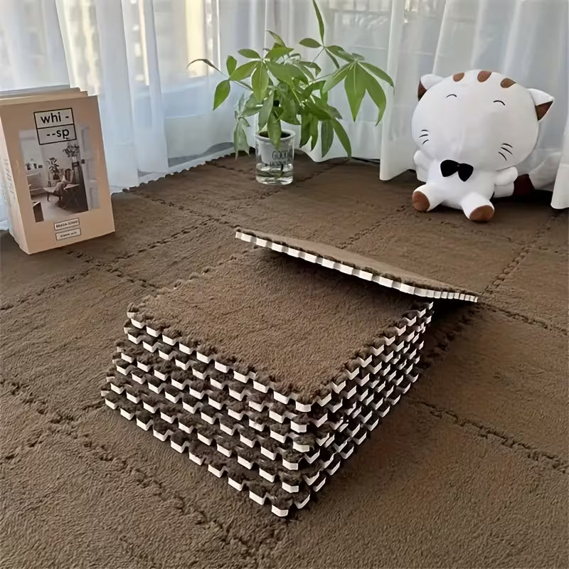 Softlock Bruin | comfortabele geluidsdempende zachte wasbare pluche interlocking puzzelmatten 50 stuks