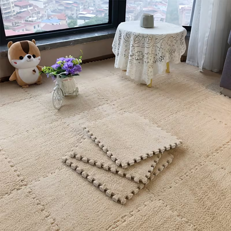 Softlock Beige | comfortabele geluidsdempende zachte wasbare pluche interlocking puzzelmatten 50 stuks