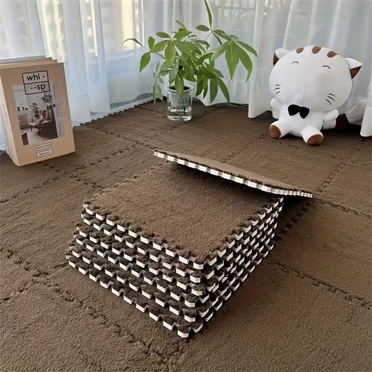 Softlock Bruin | comfortabele geluidsdempende zachte wasbare pluche interlocking puzzelmatten 50 stuks